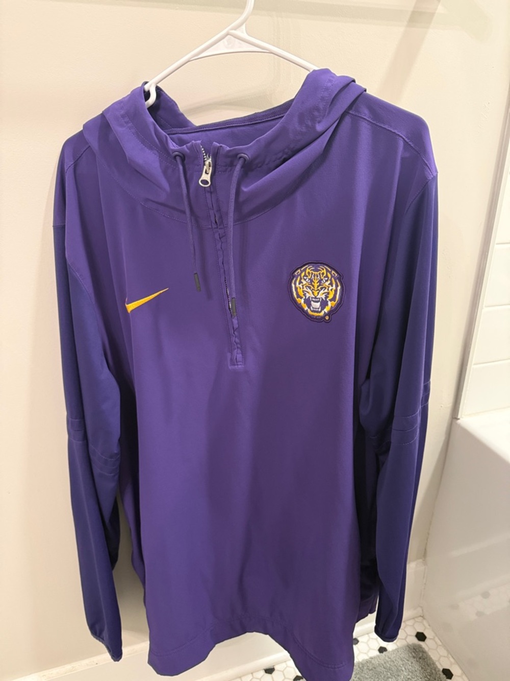LSU Nike Purple Pullover with Yellow Swoosh and Tiger Patch